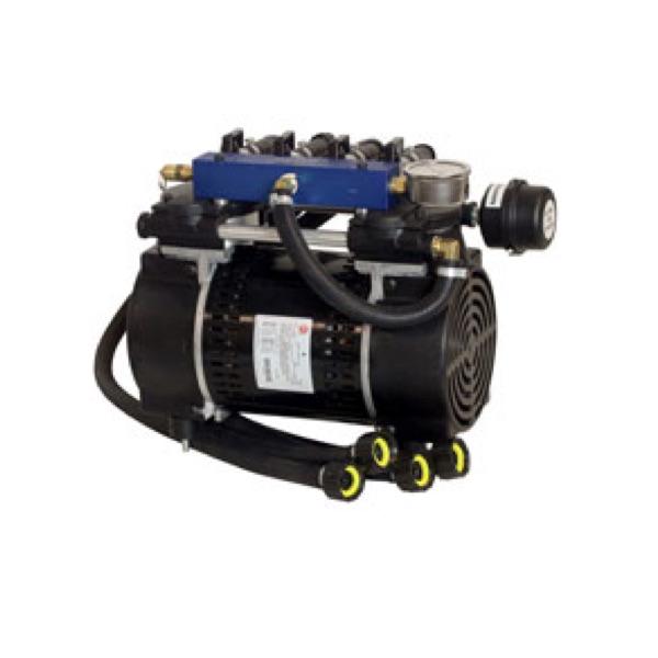 AirMax PondSeries Aeration System show in an illustration with the aeration diffuser on the floor of the pond.  The Pond Aerator Pump pushes air through the diffuser to keep your pond healthy and free of muck.