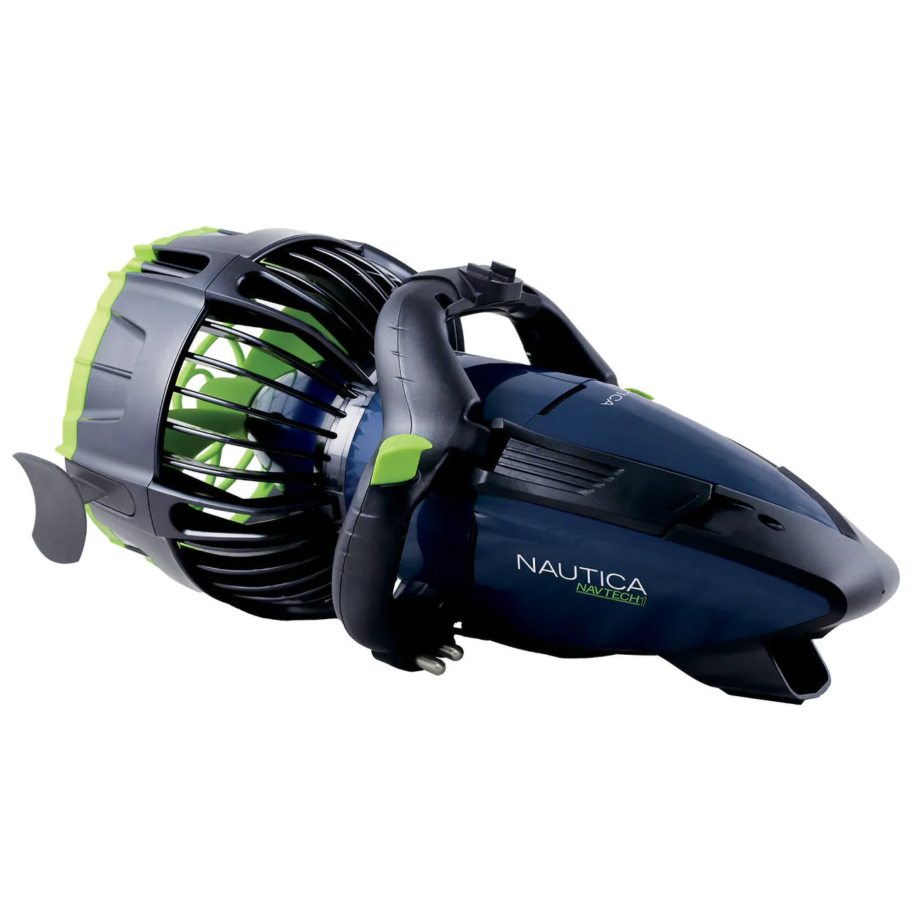 NAVTECH1 Right Side Full View with blue body and black/neon bottom. It has a neon propeller.