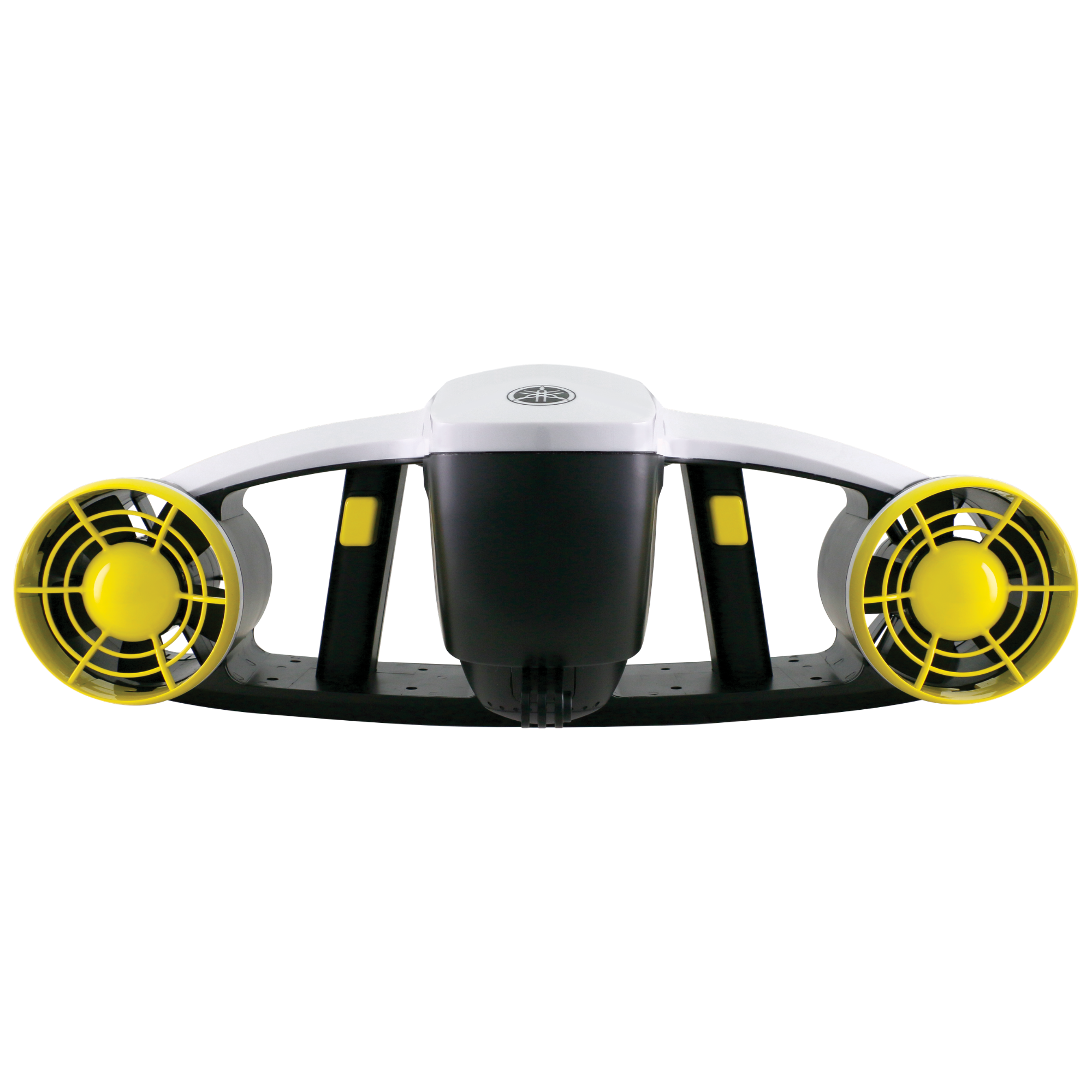 Head on view of the white, black, and yellow Yamaha SeaWing 2 Sea Scooter.